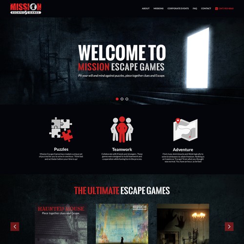 Mission Escape Games website design
