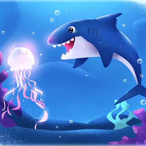 Shark and Jellyfish Illustration