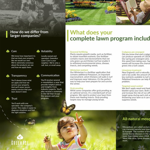 GreenAce Lawn Care Graphic Campaign - Main Piece (Brochure back)