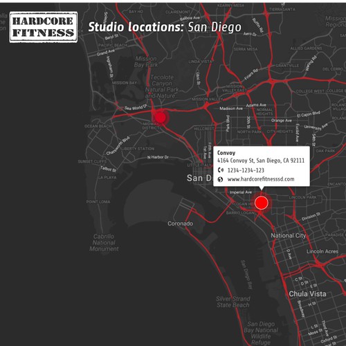 Interactive map for a gym franchise