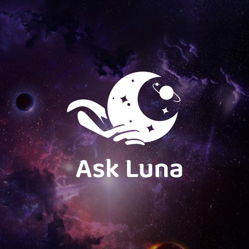 Logo in negative space for Ask Luna company