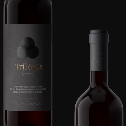 Label for a slovak wine made with the blend of 3 different grapes (trilogy)