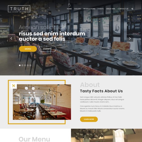 Truth Restaurant Homepage Layout
