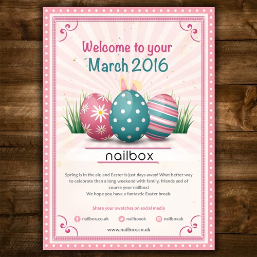 Create a Easter themed A6 flyer for a monthly subscription box in the beauty niche