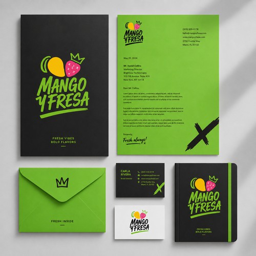 Stationery Design and Logo for a Fresh Food Brand