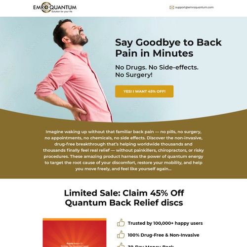 Landing page design