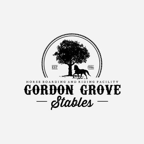Create a rustic chic logo for a riding stable