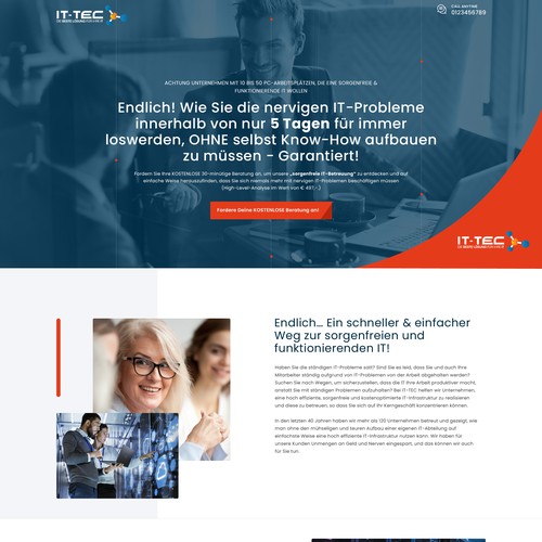 Redesign of a short Landingpage to match customers CI