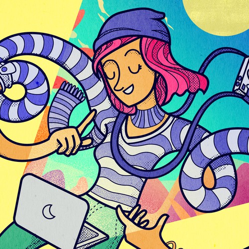 Trendy Illustration of Creative Female