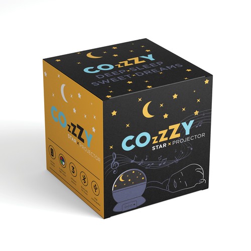 box concept  Night Light Projector for Kids Package Design