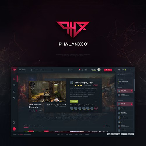 PHALANXCO eSport team community website design