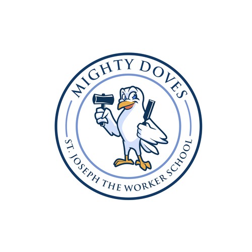 Fun Dove mascot logo for St. Joseph the Worker school