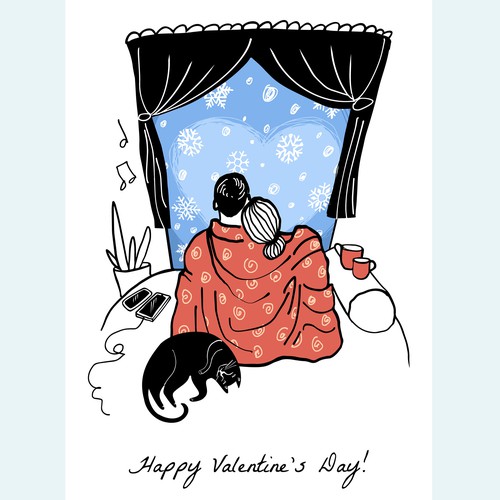 Happy Valentine's Day - Hand-drawn greeting card