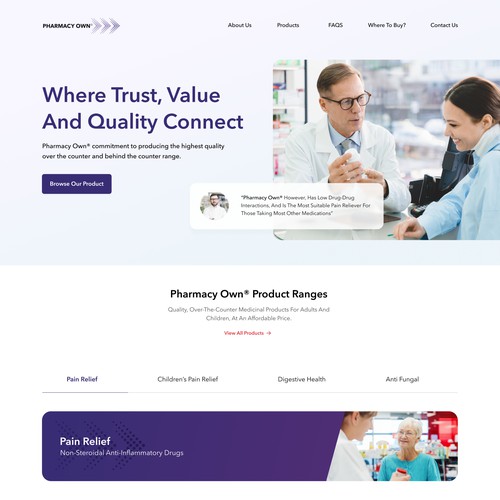 User interface design for medical website