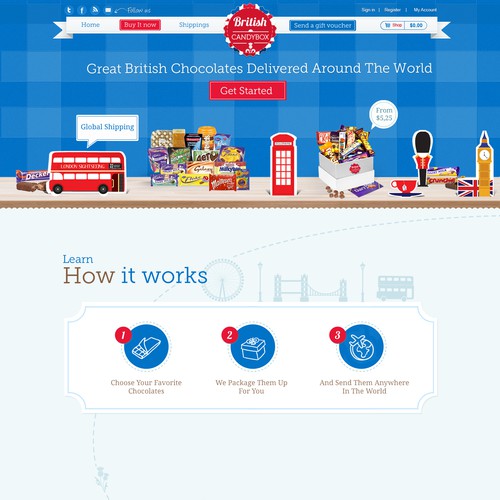 Fun British Candy / Chocolate Gift Box Website Design