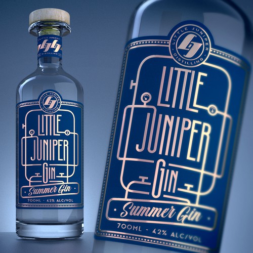 Label for our New Gin Bottle, Little Juniper Distilling