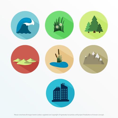 Icons for animal habitats consistent with existing icon set