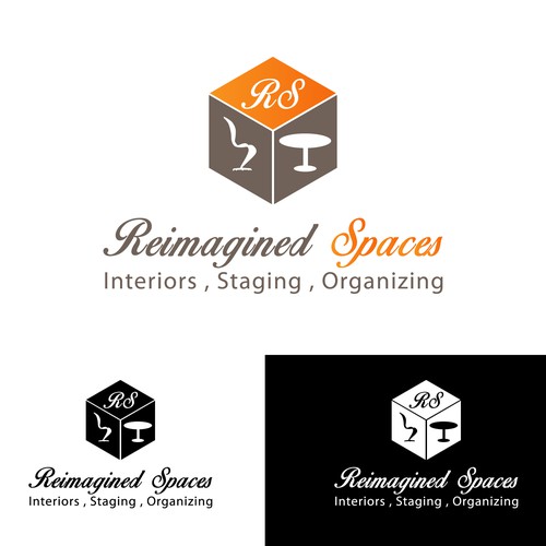 A cool logo for a company that does home staging, interior decorating and organizing.