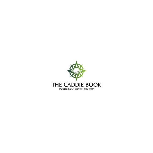 Editorial wordmark + line-art caddie mark for a curated public-golf guide (warm, refined, not sporty