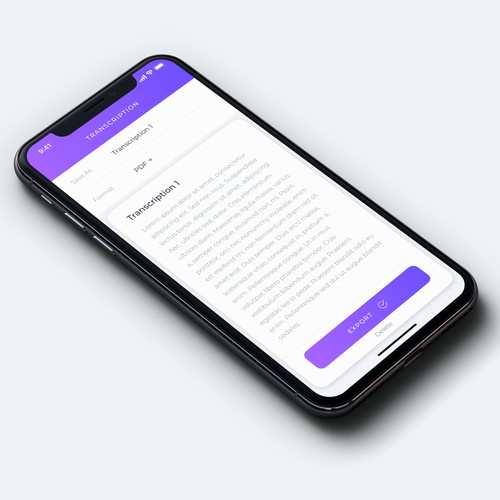 App Design for Transcribe App