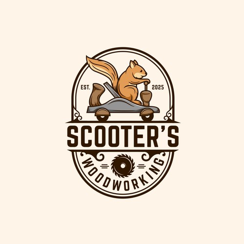 Scooter woodworking logo