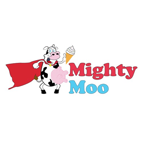 Logo for ice cream shop,Superhero Cow