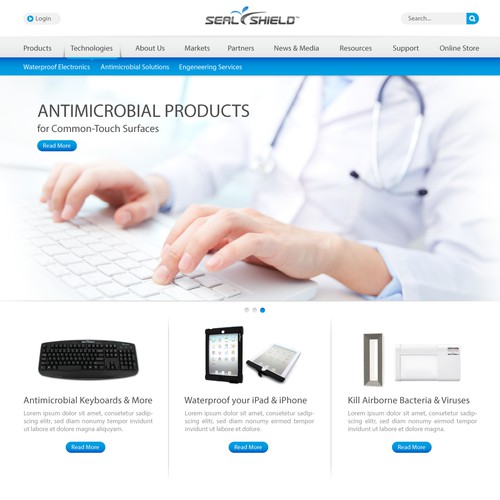 Design website for innovative Infection Prevention Co w/ potential for more work