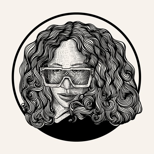 Woman with classic engraving drawing style