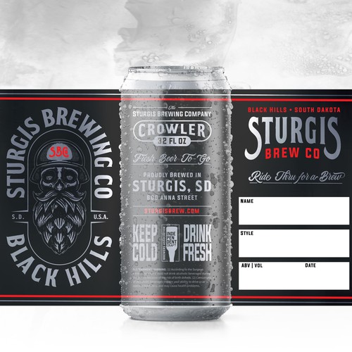 Beer Label, Sturgis Brewing Co. 32 oz. Crowler