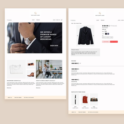 Web Design for Luxury Menswear