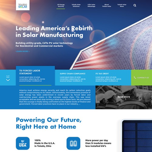 Solar Panel Manufacture Landing Page