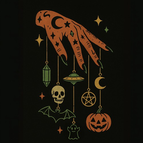 Witch's Hand Halloween T-Shirt Design