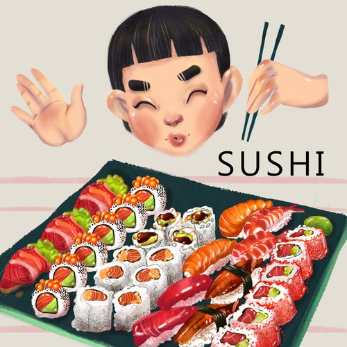 Sushi illustration for cover book