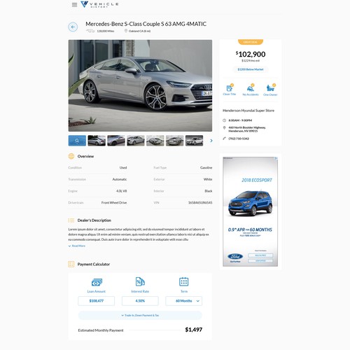 Vehicle Detail Page