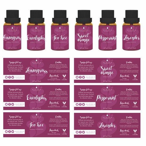 Feminine label design for essential oils bottles