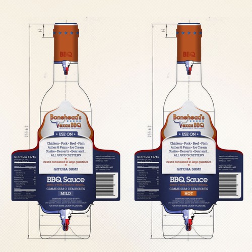 Label design for Bonehead's Texas BBQ