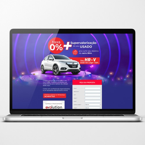 Landing page for the sale of a brand-new Honda car.