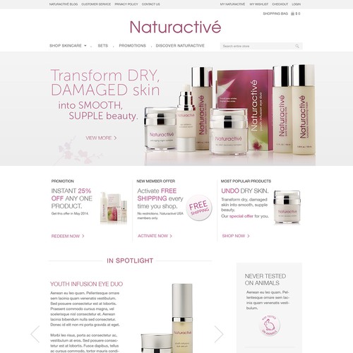 Elegant, High-End, Captivating website for Naturactive Skincare