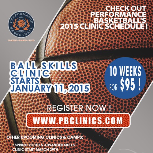 Flyer for upcoming basketball clinics