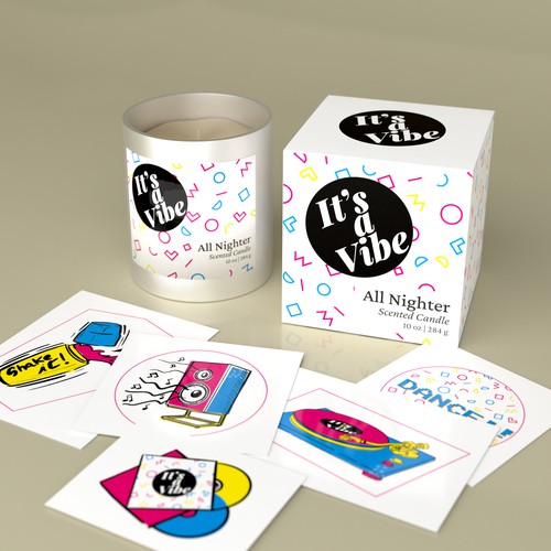 Packaging and stickers for a candle light