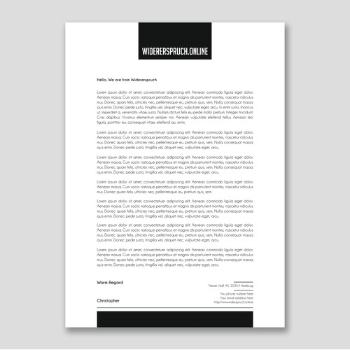 Letterhead for Widerspruch