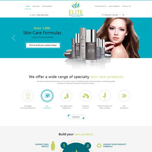 Beauty Product company website home page design.