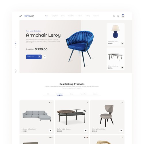 HomeWish - Furniture E-Commerce Website Design