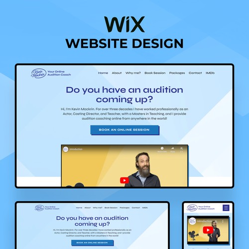 WIX website design for online audition coach Kevin Mockrin