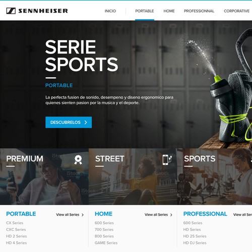 Categories section design for Sennheiser website