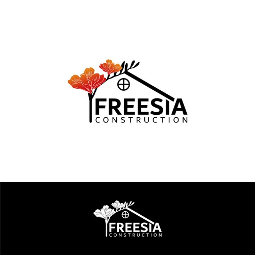 CONSTRUCTION LOGO WITH FREESIA FLOWER