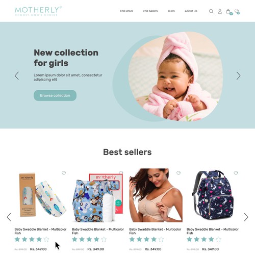 Website with newborn products for mums