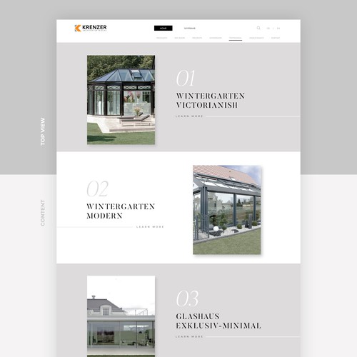 Minimalist design for architect website