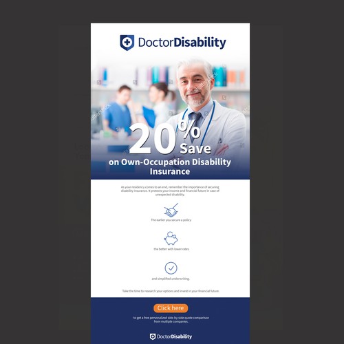 Design an email template for disability insurance for doctors