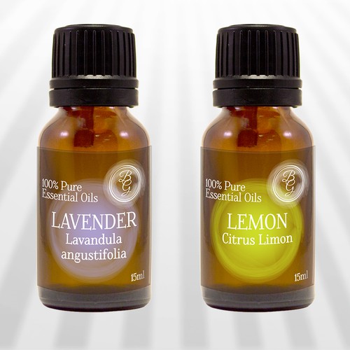 Label design for bottle for essential oils 